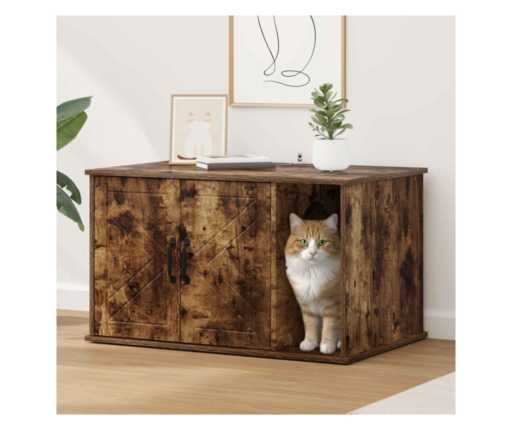 Къща за котки Димян дъб 85 x 55 x 50 см Инженерно дърво - 2