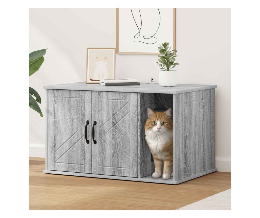 Къща за котки Сив Сонома 85 x 55 x 50 см Инженерно дърво - 2