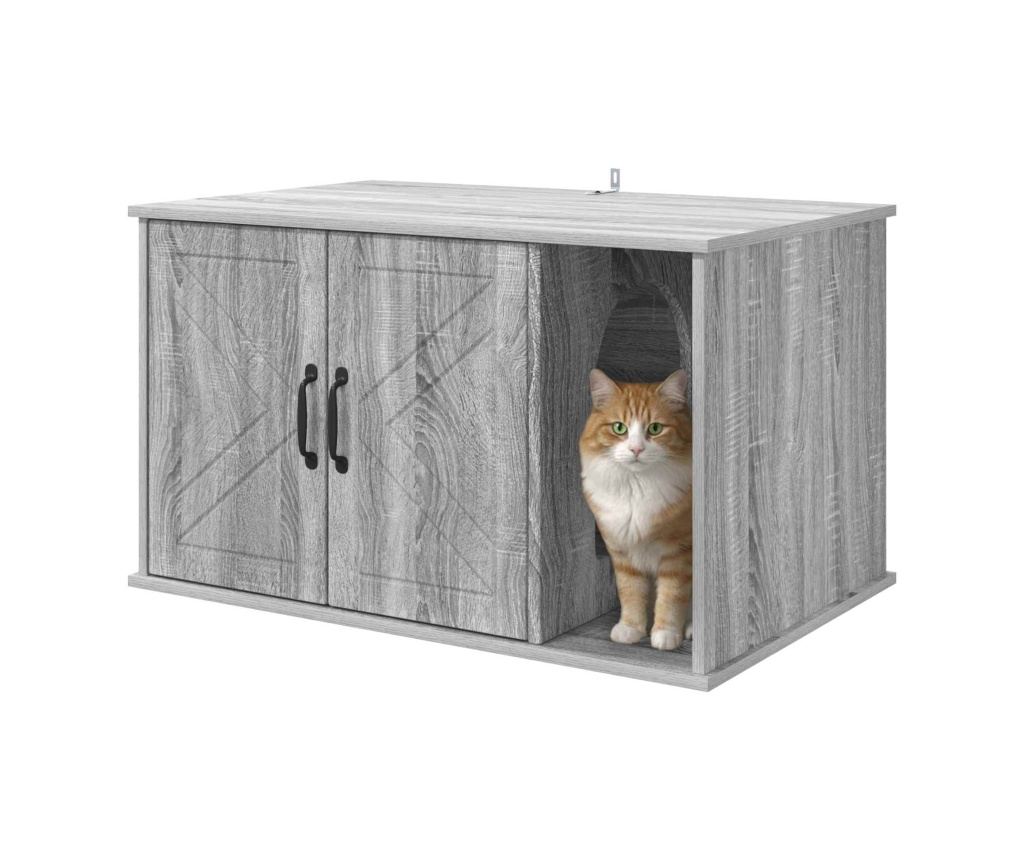 Къща за котки Сив Сонома 85 x 55 x 50 см Инженерно дърво - 3