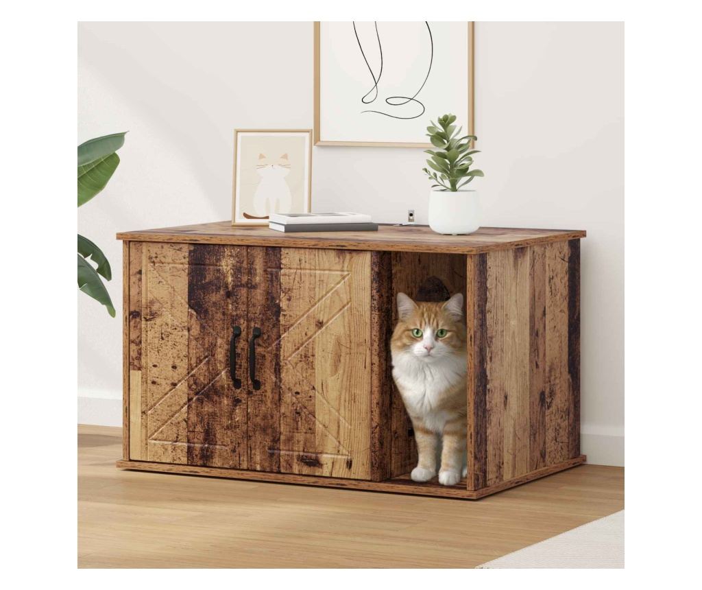 Къща за котки Старо дърво 85 x 55 x 50 см Инженерно дърво - 2
