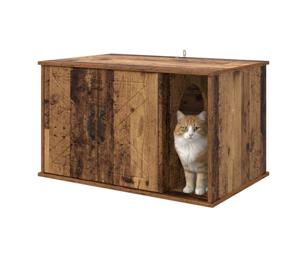 Къща за котки Старо дърво 85 x 55 x 50 см Инженерно дърво - 3