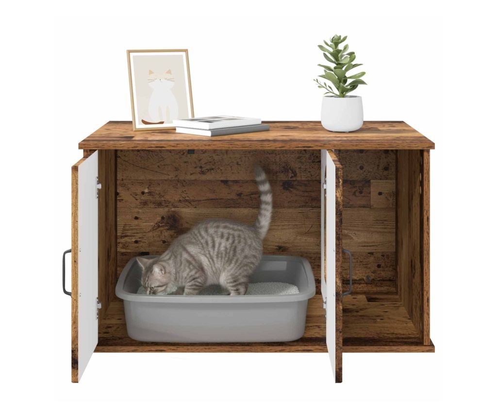 Къща за котки Старо дърво 85 x 55 x 50 см Инженерно дърво - 9