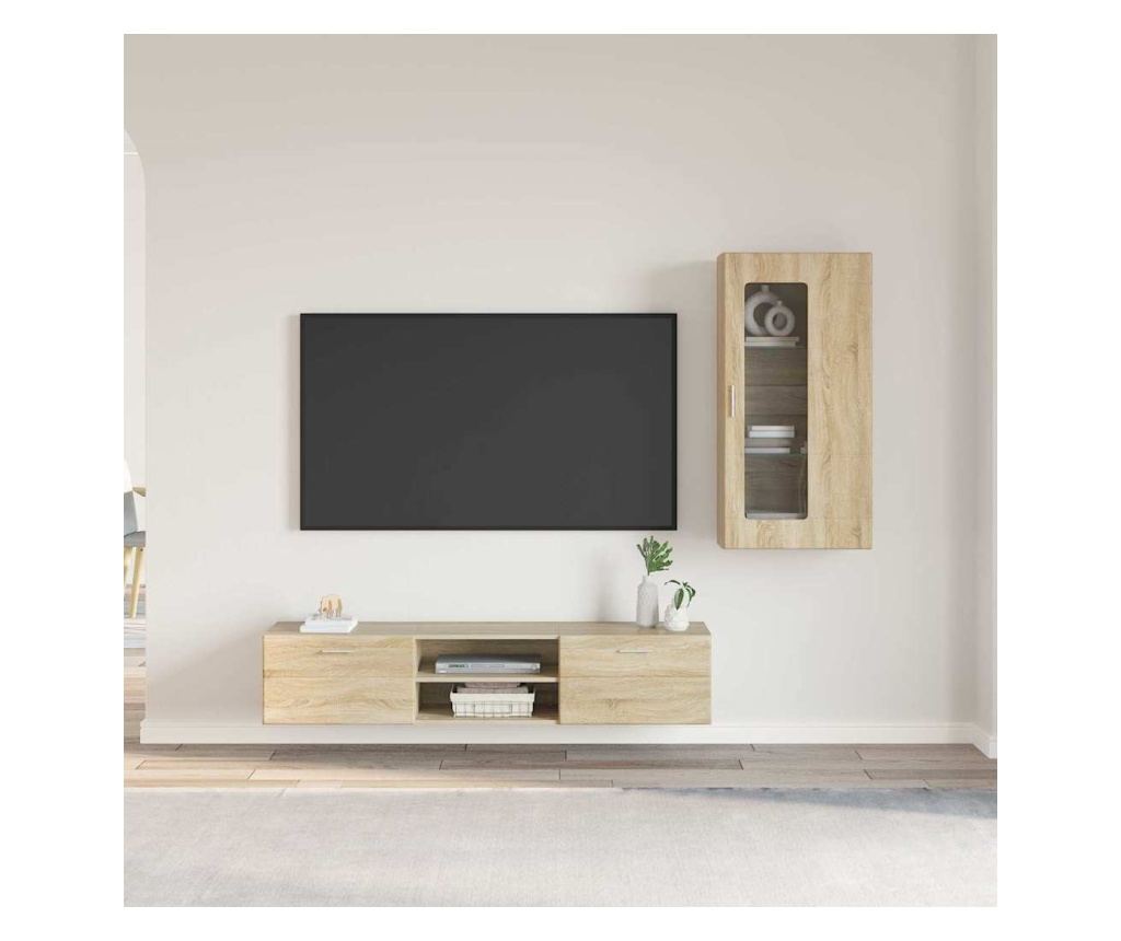 Комплект ТВ шкаф с чекмедже FLORIN Сонома дъб Инженерно дърво - 2