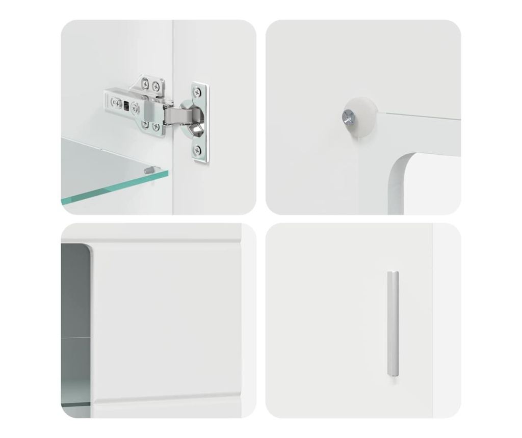 Комплект ТВ шкаф с чекмедже FLORIN Лъскаво бяло Инженерно дърво - 10