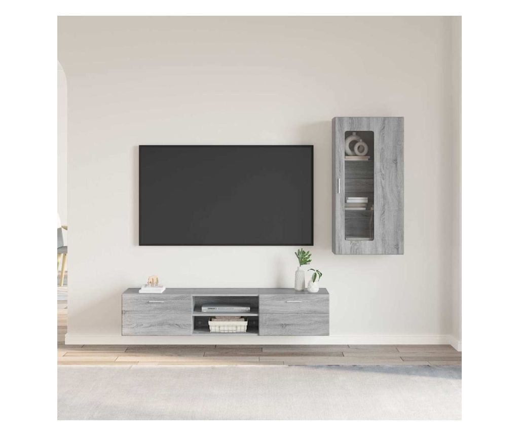 Комплект ТВ шкаф с чекмедже FLORIN Сив Сонома Инженерно дърво - 2