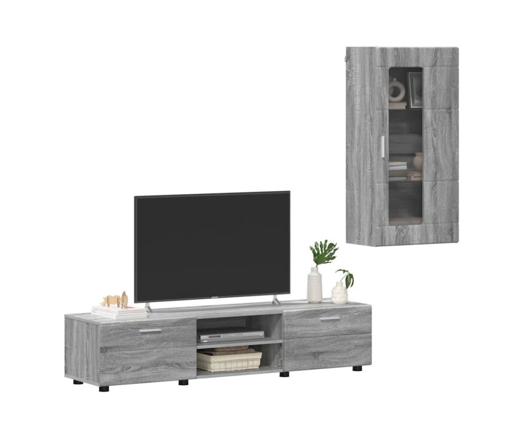Комплект ТВ шкаф с чекмедже FLORIN Сив Сонома Инженерно дърво - 3