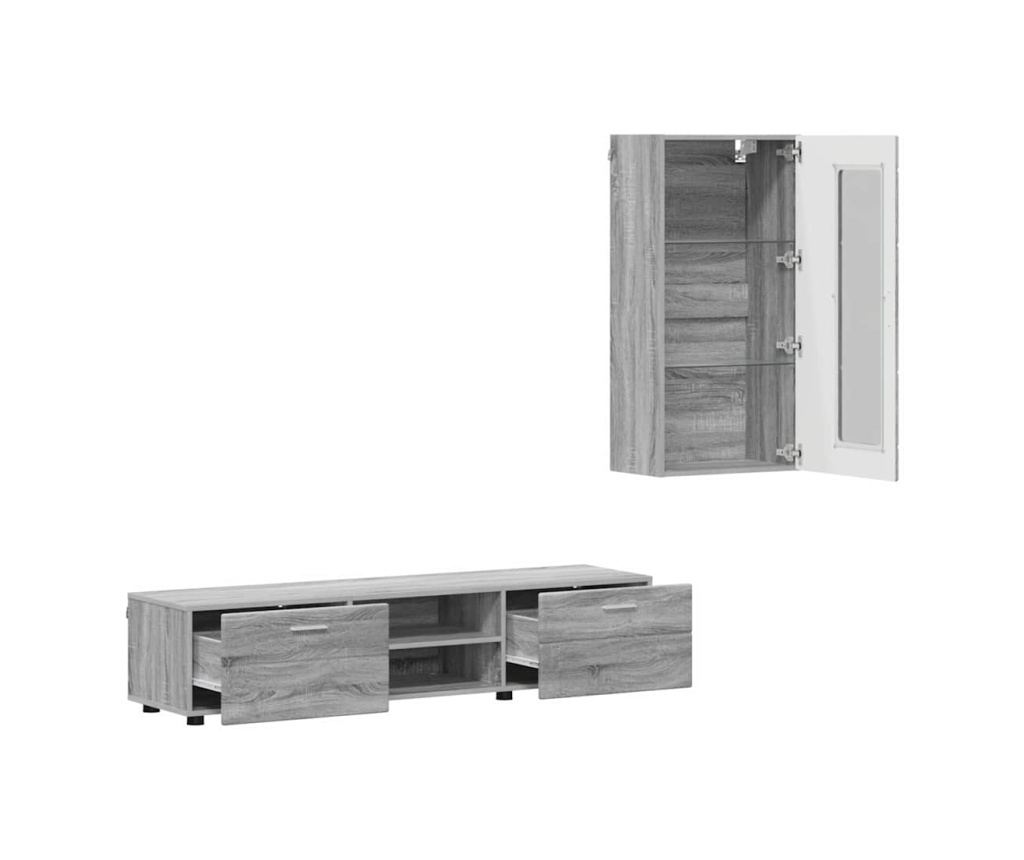 Комплект ТВ шкаф с чекмедже FLORIN Сив Сонома Инженерно дърво - 5