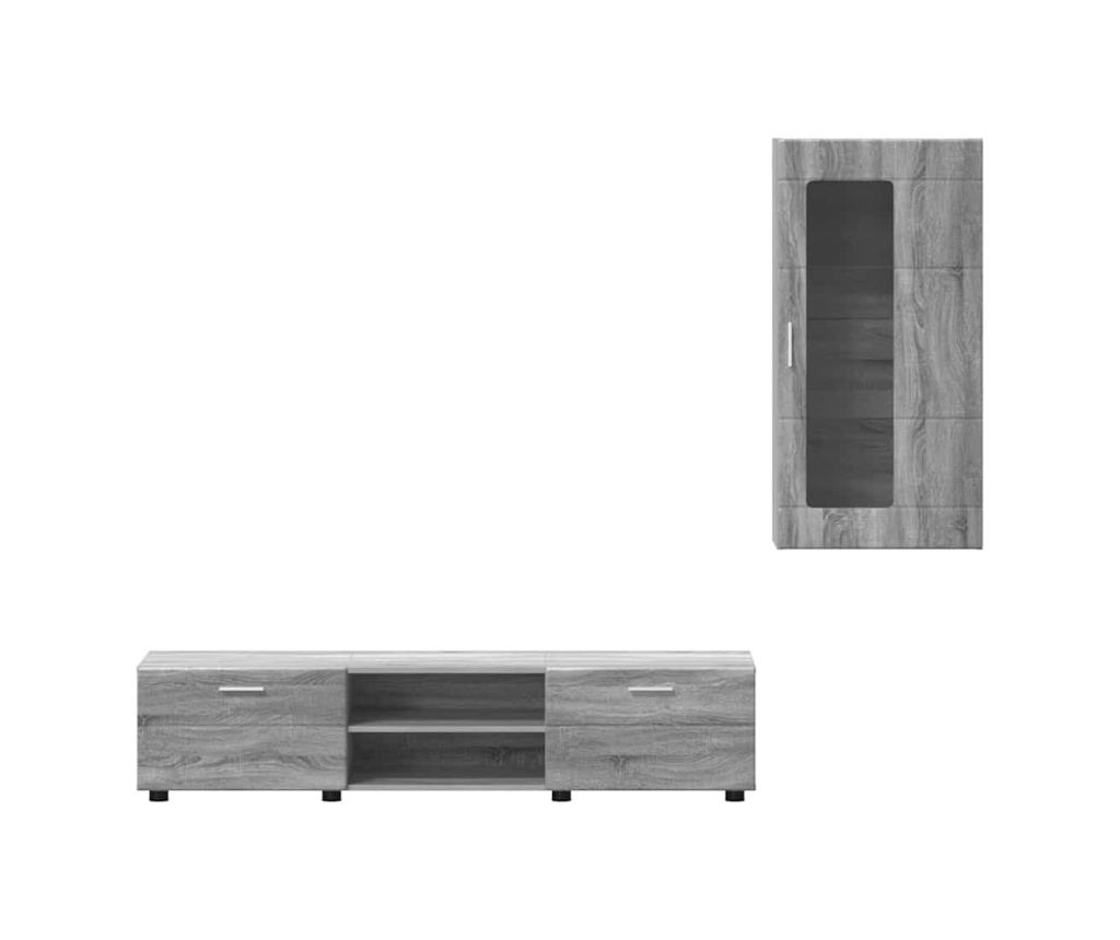 Комплект ТВ шкаф с чекмедже FLORIN Сив Сонома Инженерно дърво - 7