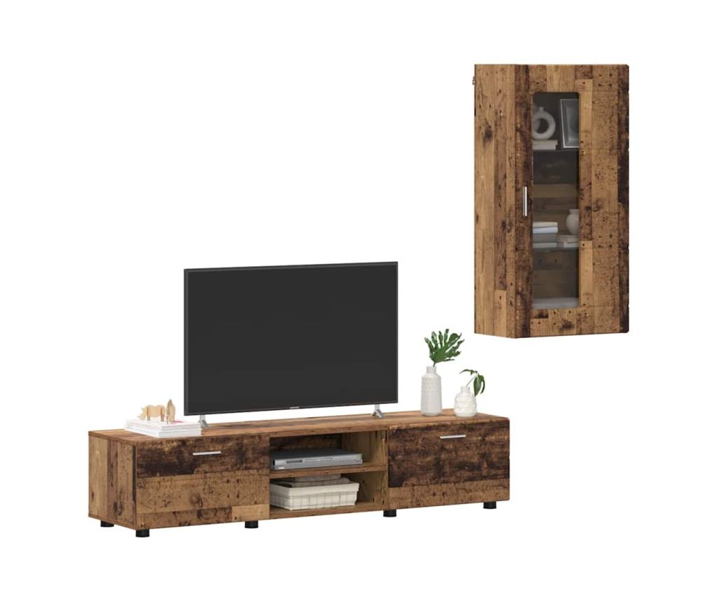 Комплект ТВ шкаф с чекмедже FLORIN Старо дърво Инженерно дърво - 3