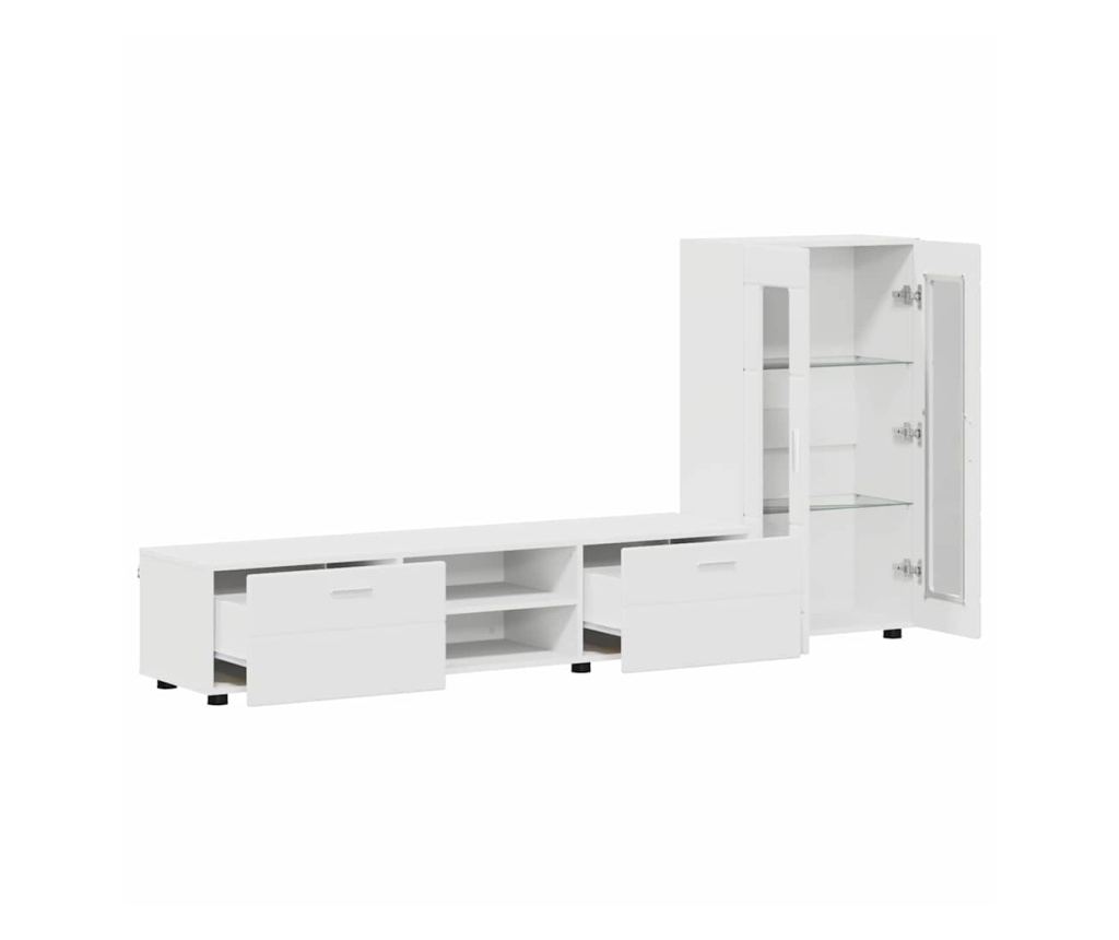 Комплект ТВ шкаф с чекмедже с рафт FLORIN Бяло Инженерно дърво - 5