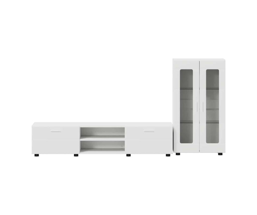 Комплект ТВ шкаф с чекмедже с рафт FLORIN Бяло Инженерно дърво - 7