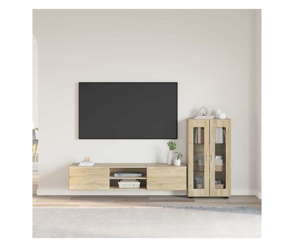 Комплект ТВ шкаф с чекмедже FLORIN Сонома дъб Инженерно дърво - 2