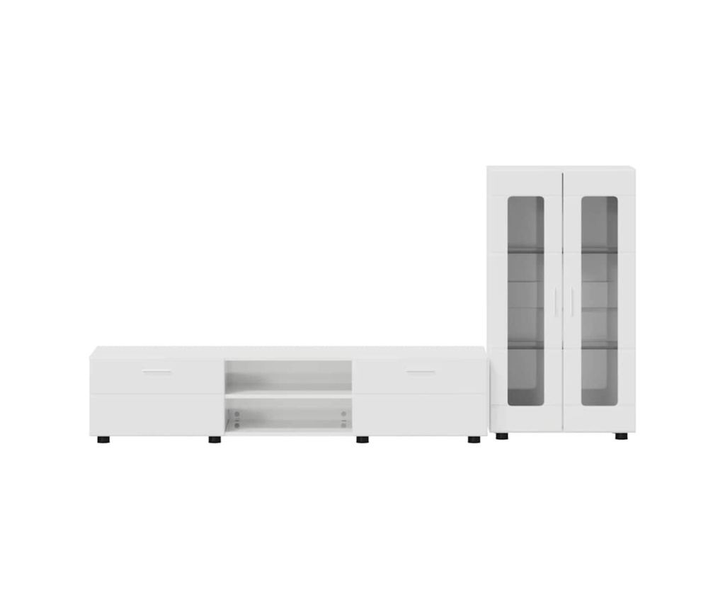 Комплект ТВ шкаф с чекмедже FLORIN Лъскаво бяло Инженерно дърво - 7