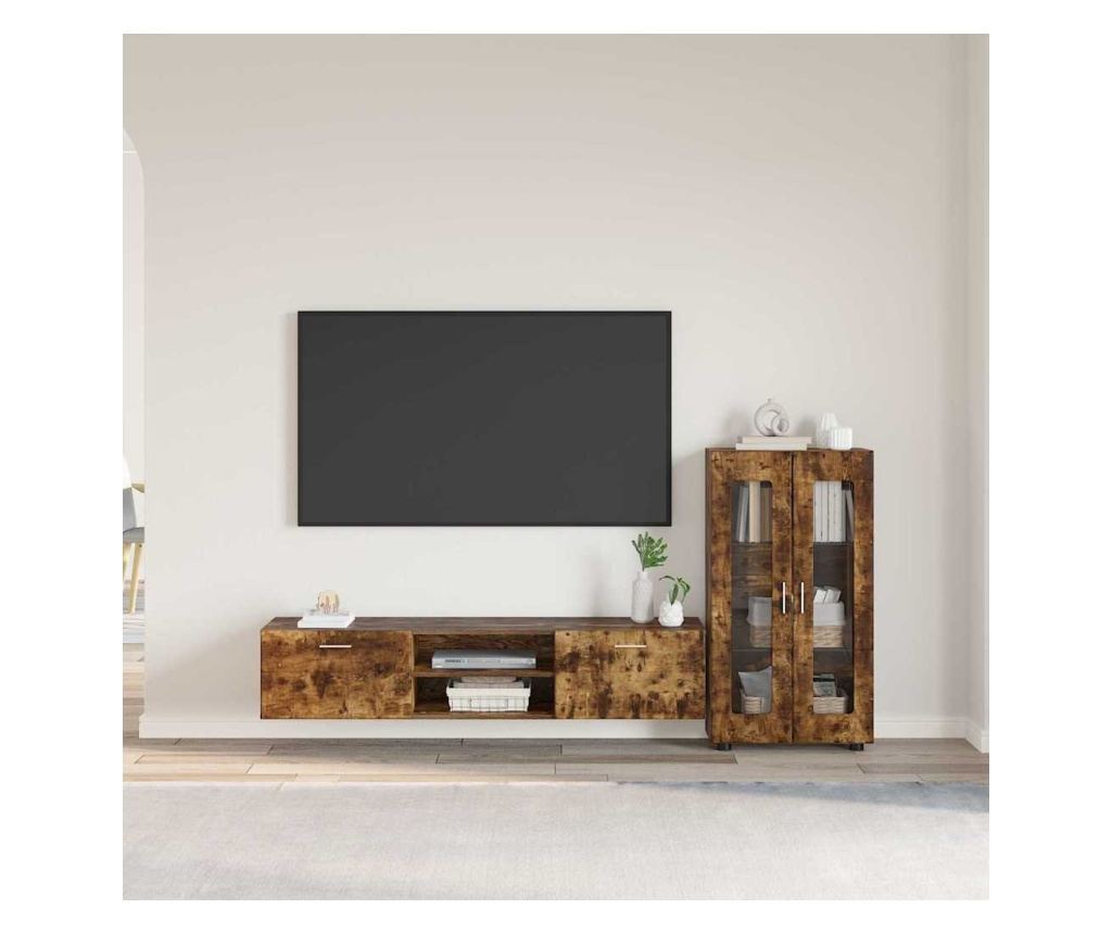 Комплект ТВ шкаф с чекмедже FLORIN Димян дъб Инженерно дърво - 2