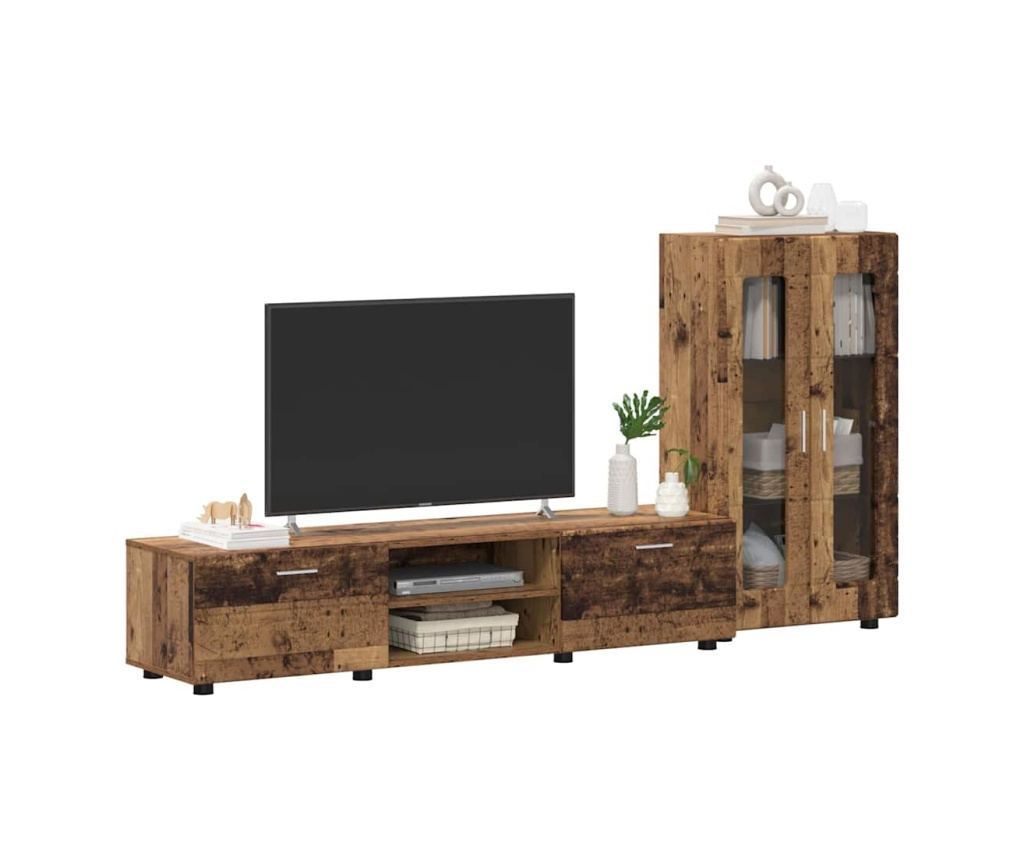 Комплект ТВ шкаф с чекмедже FLORIN Старо дърво Инженерно дърво - 3