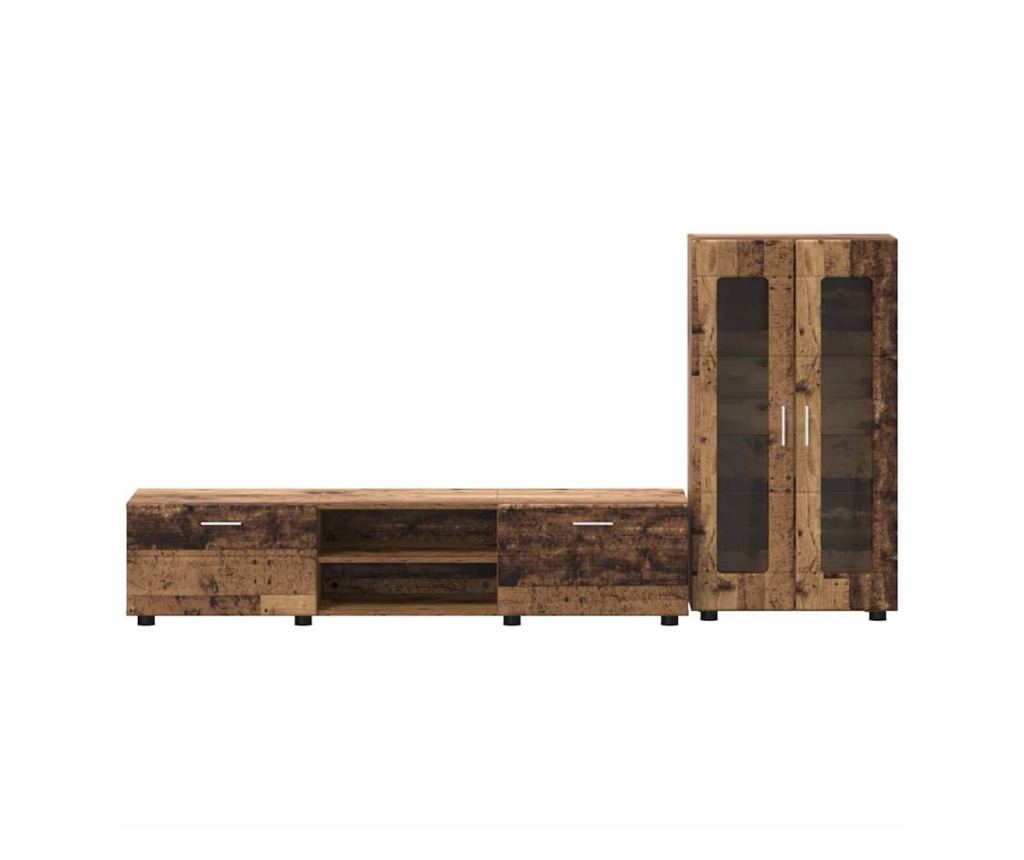Комплект ТВ шкаф с чекмедже FLORIN Старо дърво Инженерно дърво - 7