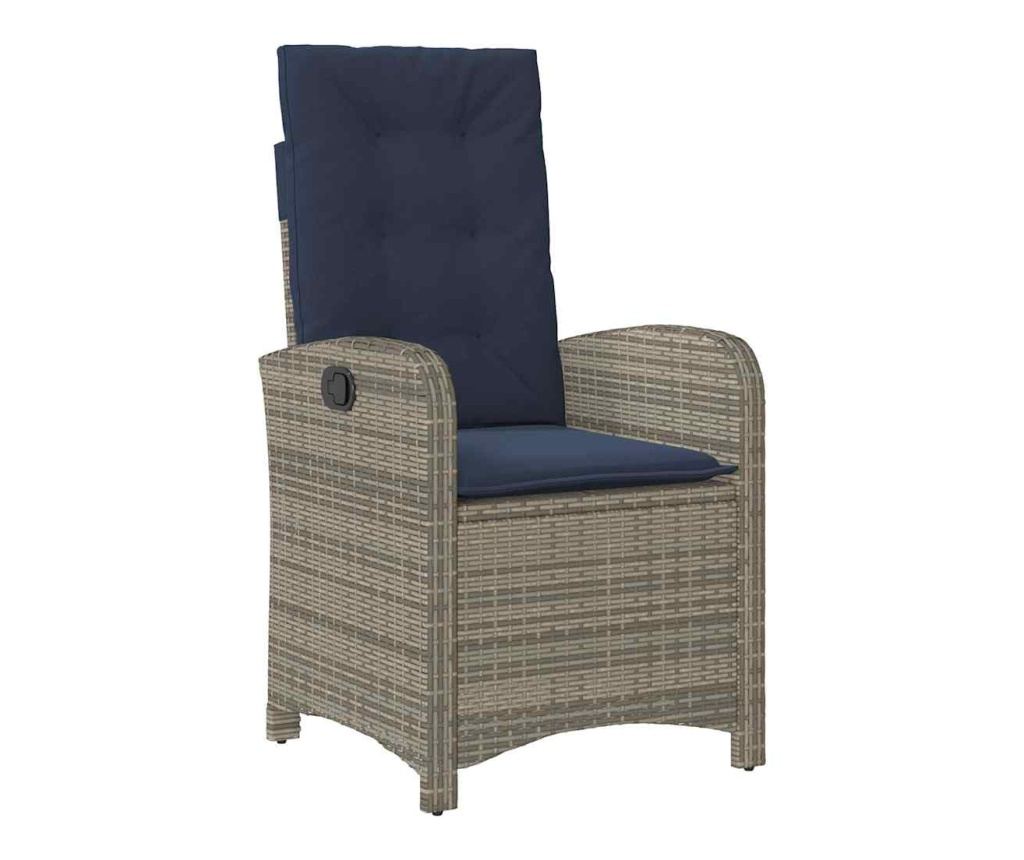 Накланящи градински столове с възглавници 2 бр, полиратан, сиви - 4