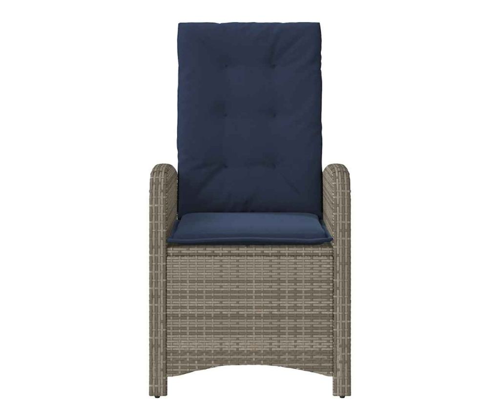 Накланящи градински столове с възглавници 2 бр, полиратан, сиви - 5