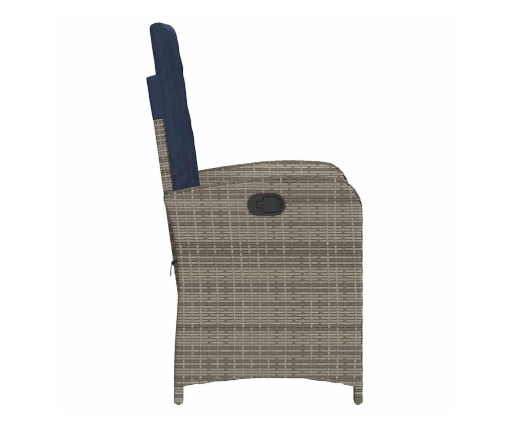 Накланящи градински столове с възглавници 2 бр, полиратан, сиви - 6