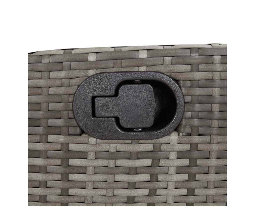 Накланящ се градински стол с опора за крака, сив, полиратан - 8