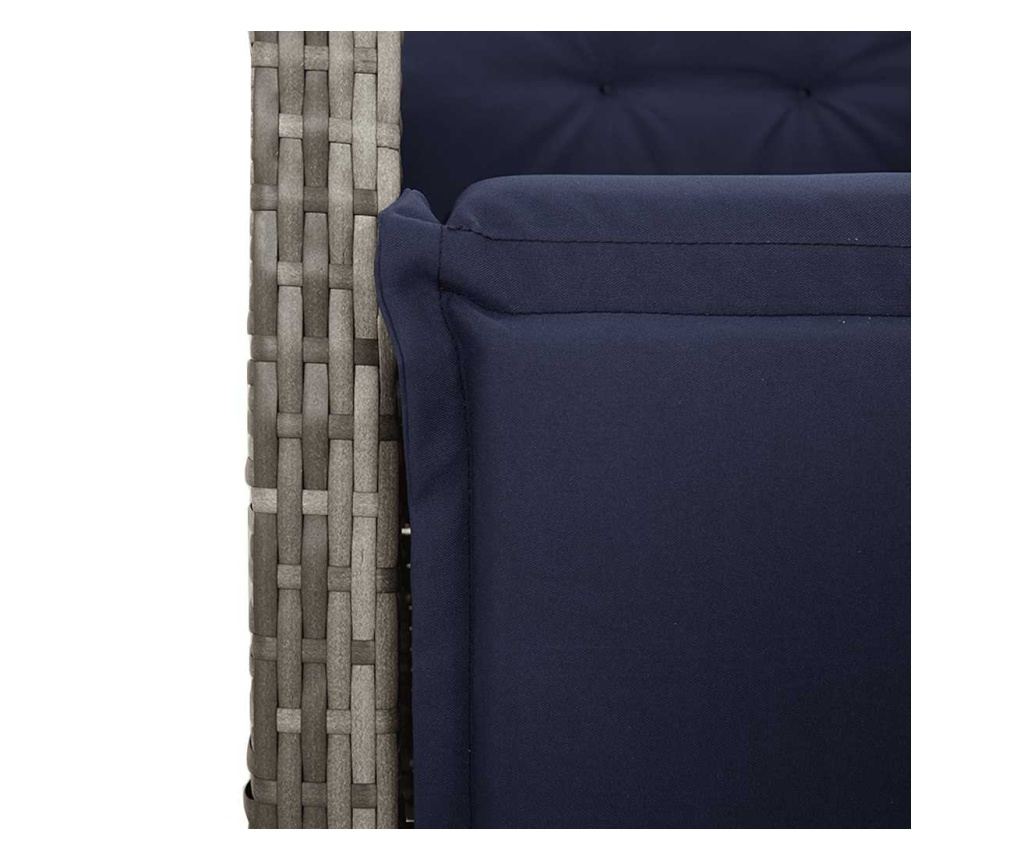 Накланящ се градински стол с опора за крака, сив, полиратан - 9