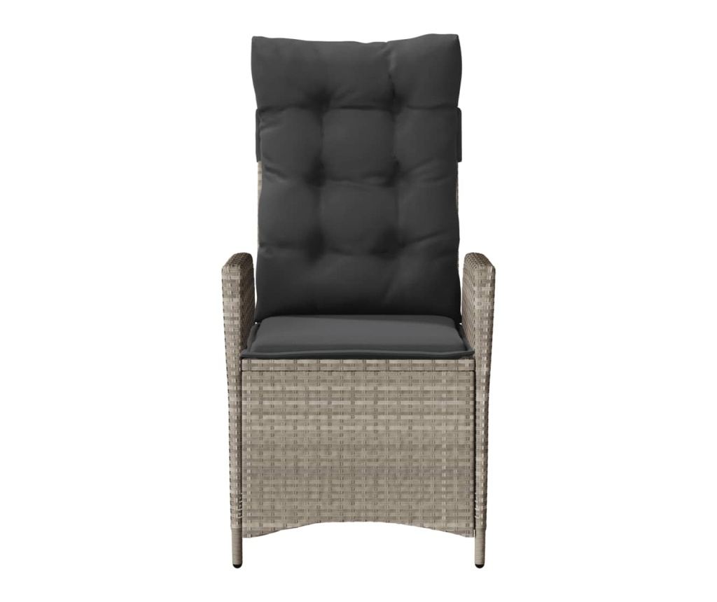 Бистро комплект с възглавници 3 части светлосив полиратан - 5