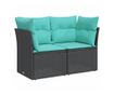 Градински диван с възглавници 2-местен черен полиратан thumbnail 1