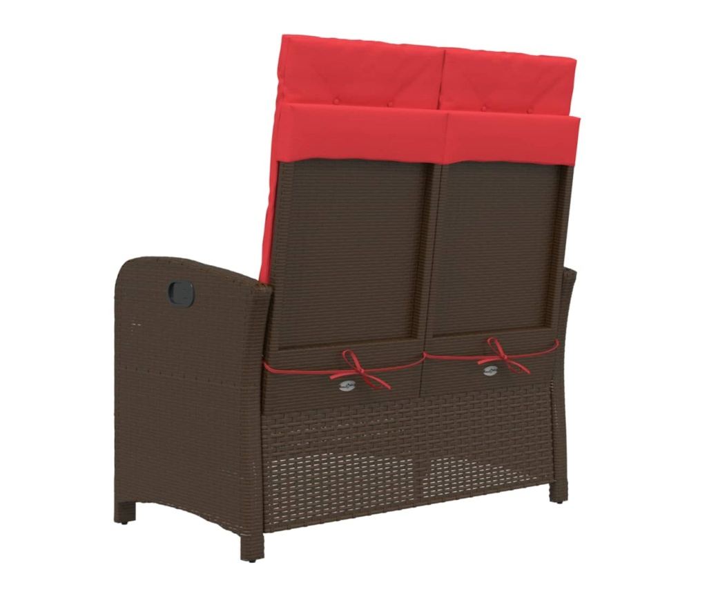 Накланяща се градинска пейка с възглавници кафяв полиратан - 5