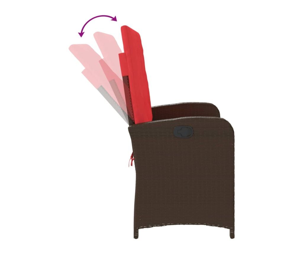 Накланяща се градинска пейка с възглавници кафяв полиратан - 6