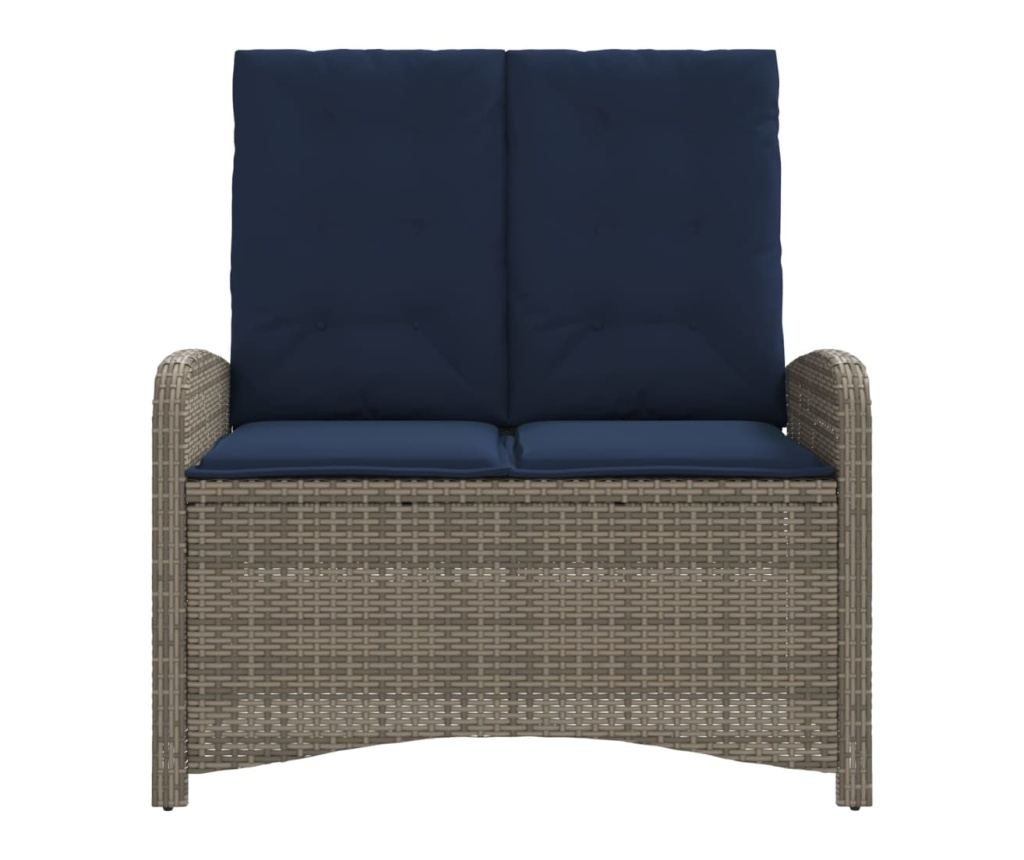 Накланяща се градинска пейка с възглавници сив полиратан - 3