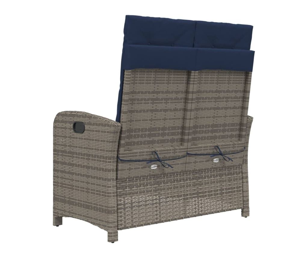 Накланяща се градинска пейка с възглавници сив полиратан - 5