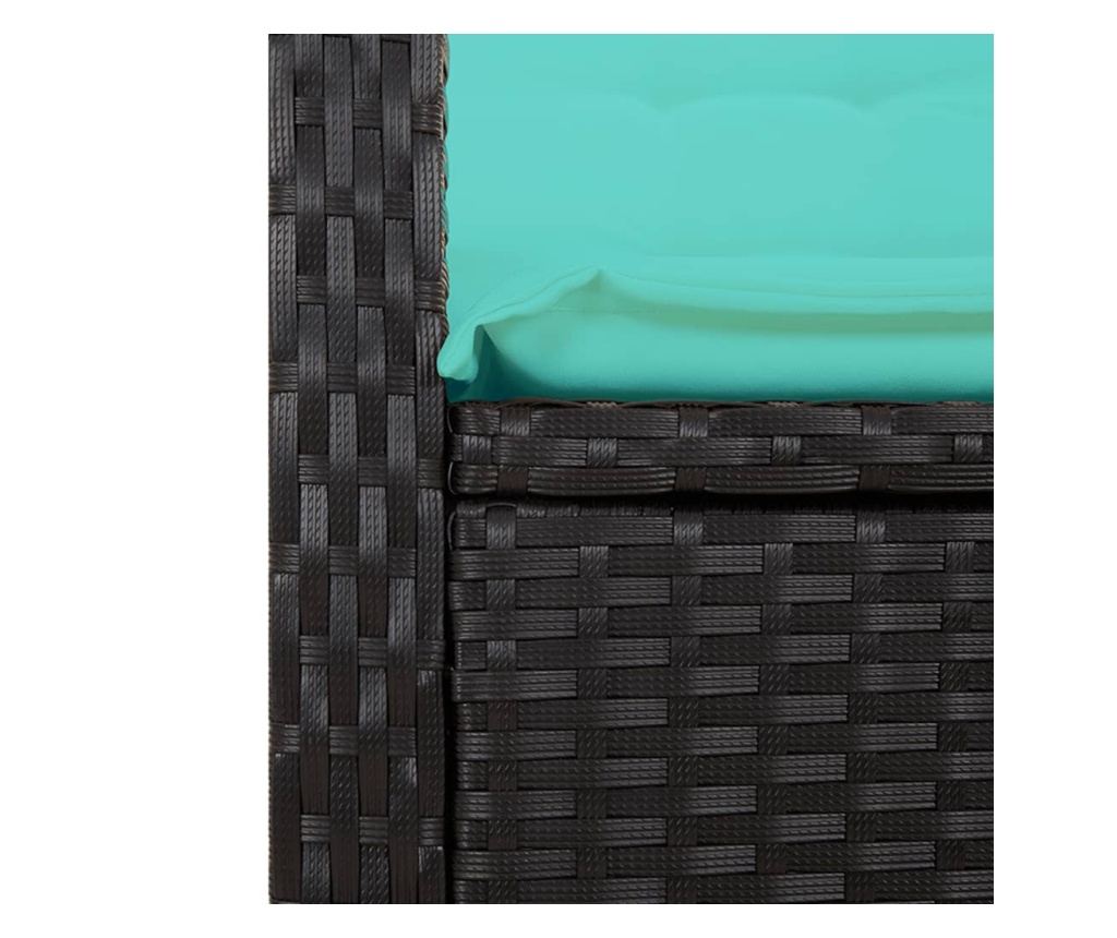 Накланяща се градинска пейка с възглавници черен полиратан - 7