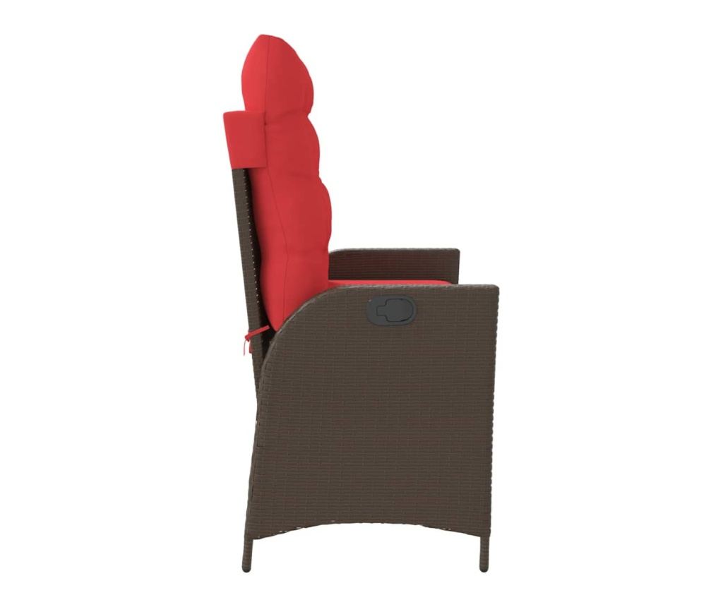 Накланяща се градинска пейка с възглавници кафяв полиратан - 4