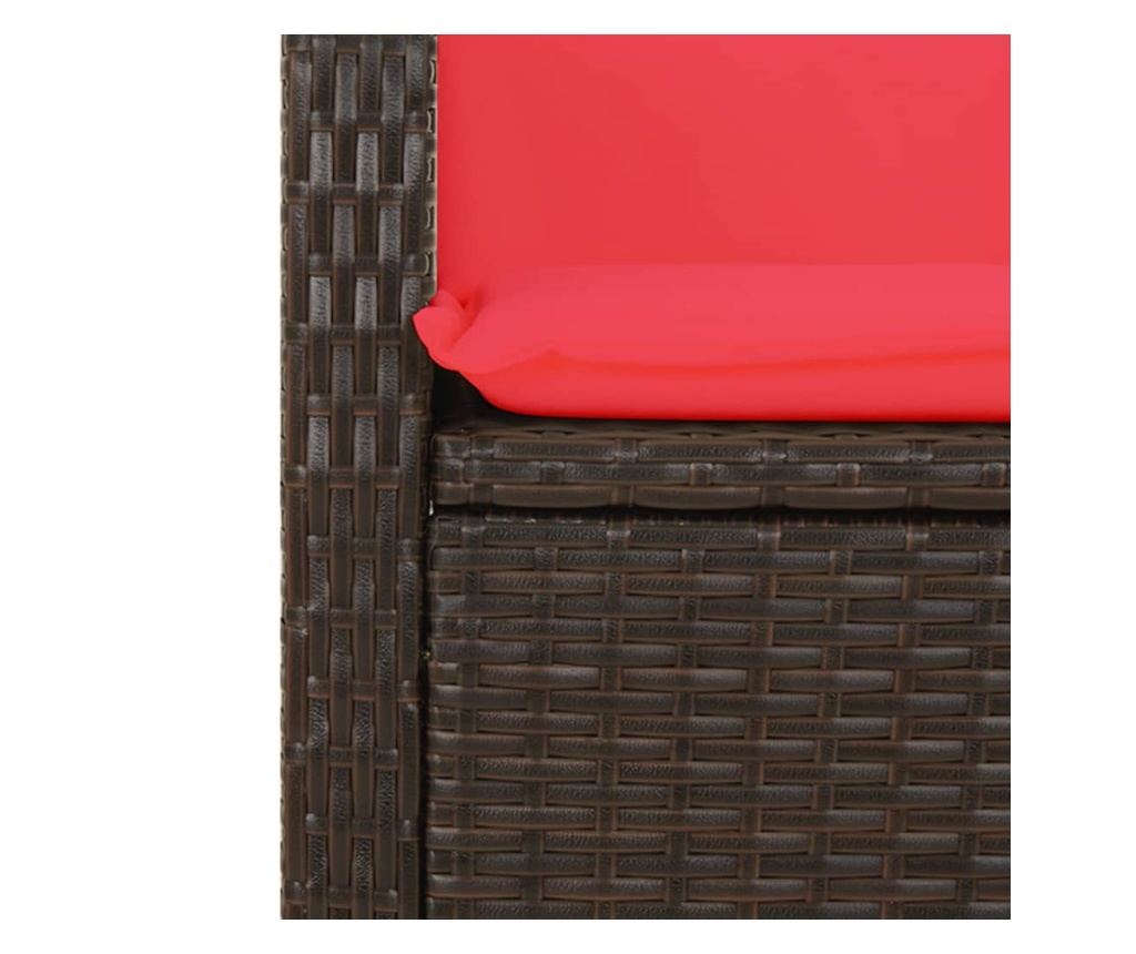 Накланяща се градинска пейка с възглавници кафяв полиратан - 7