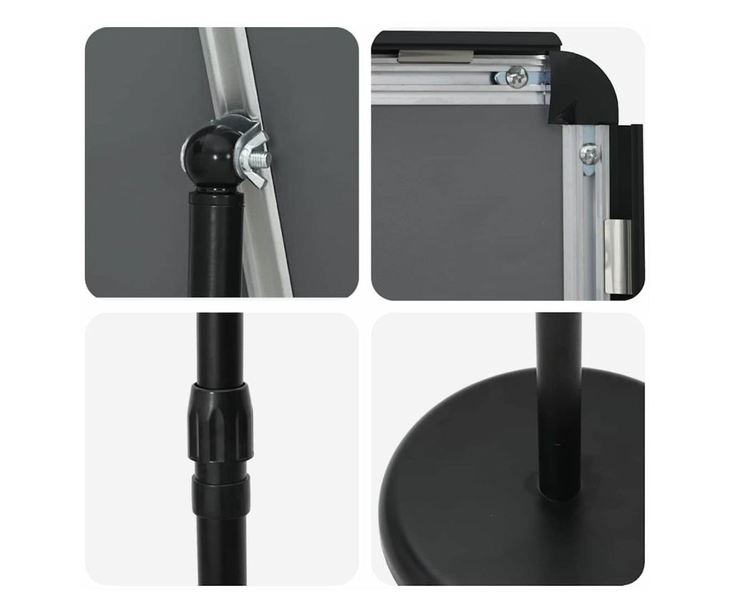 Стендове за търговски прояви Черно 25 x 25 x 125 см Алуминий - 9