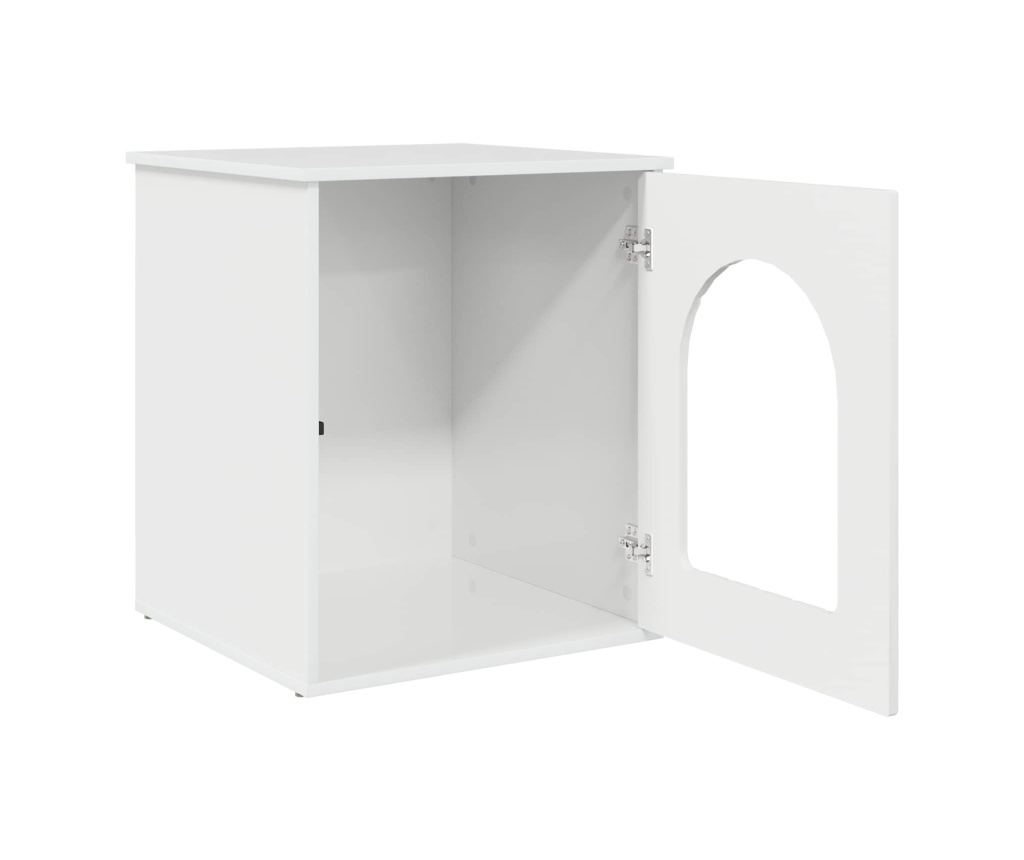 Къща за котки Гланц бяло 53 х 52 х 62 см Инженерно дърво - 5