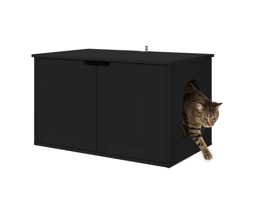 Къща за котки Черно 85 x 55 x 50,5 см Инженерно дърво - 3