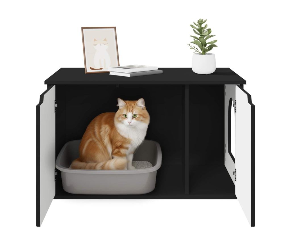 Къща за котки Черно 85 x 55 x 50,5 см Инженерно дърво - 10