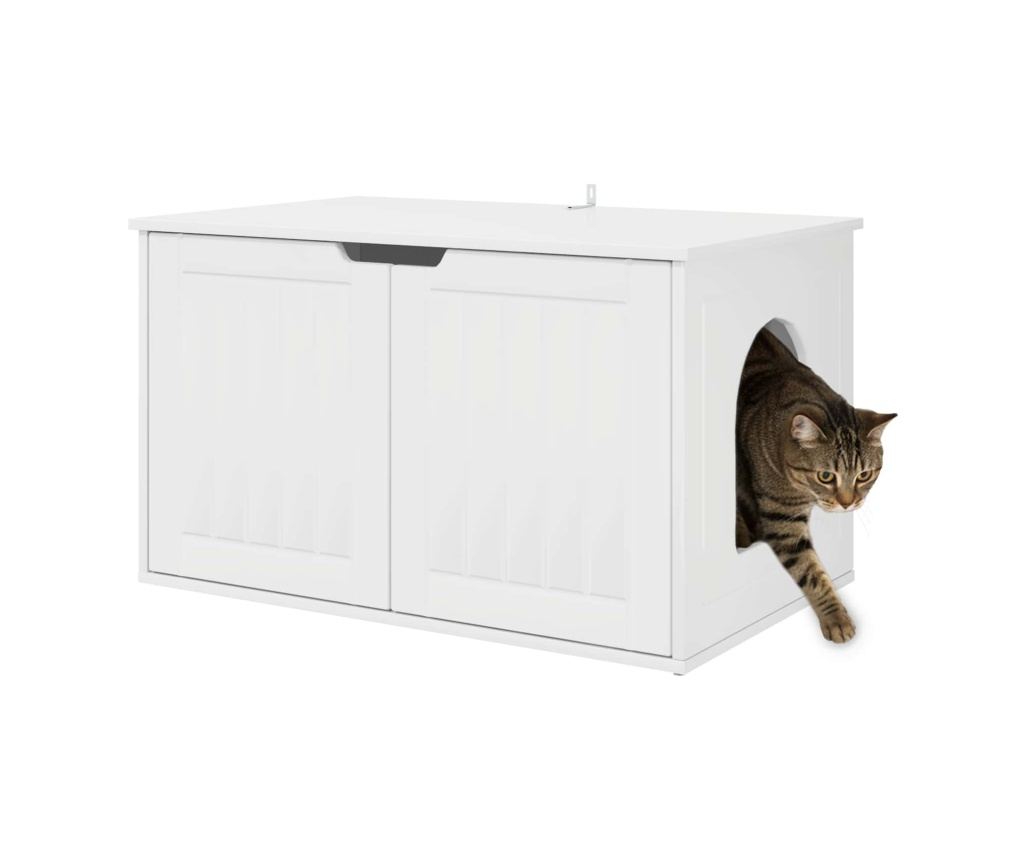 Къща за котки Гланц бяло 85 x 55 x 50,5 см Инженерно дърво - 3