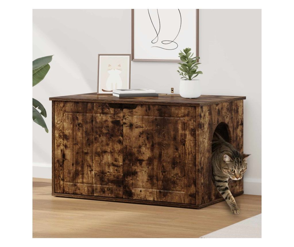 Къща за котки Димян дъб 85 x 55 x 50,5 см Инженерно дърво - 2