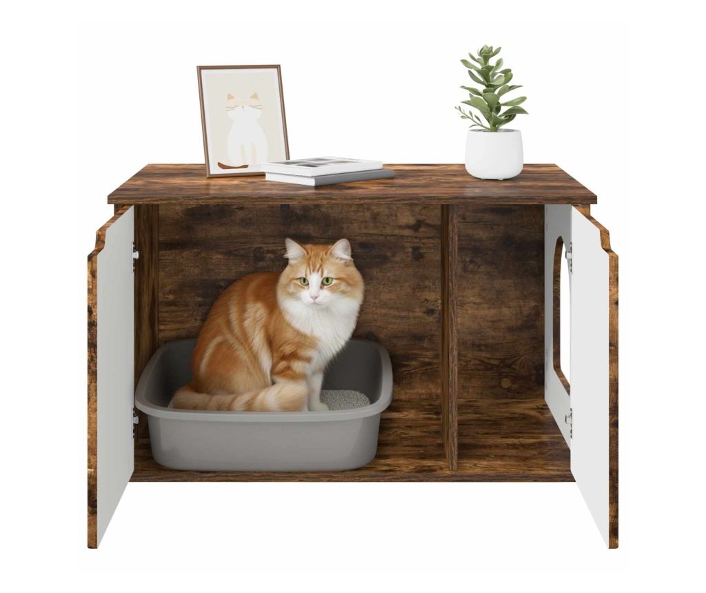 Къща за котки Димян дъб 85 x 55 x 50,5 см Инженерно дърво - 10