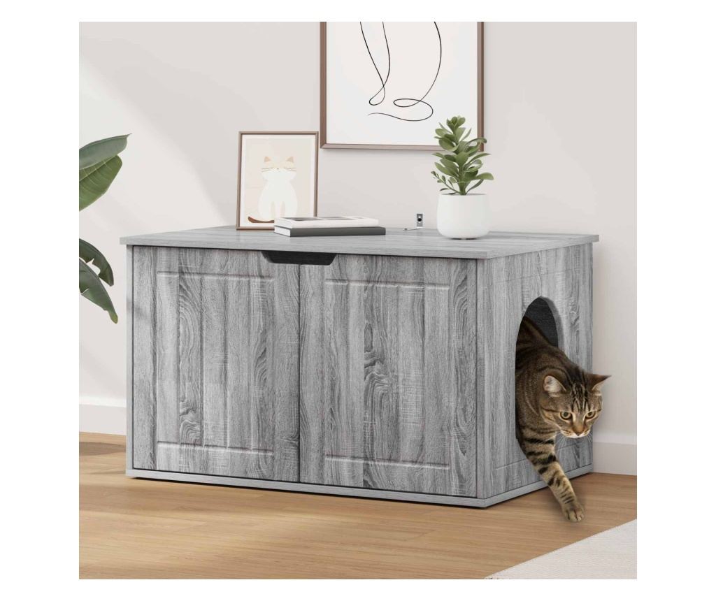 Къща за котки Сив Сонома 85 x 55 x 50,5 см Инженерно дърво - 2