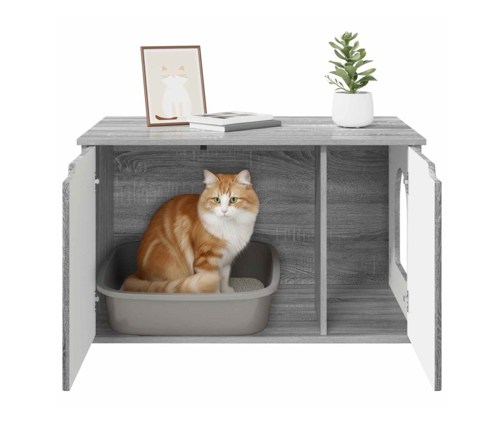 Къща за котки Сив Сонома 85 x 55 x 50,5 см Инженерно дърво - 10