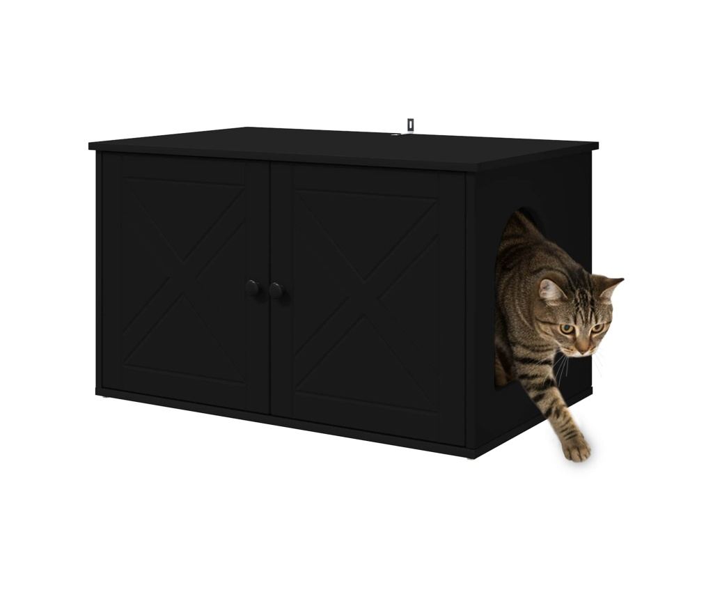 Къща за котки Черно 85 x 55 x 50,5 см Инженерно дърво - 3