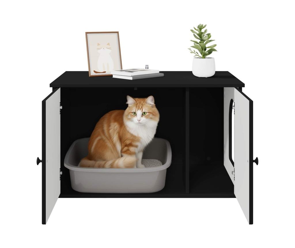 Къща за котки Черно 85 x 55 x 50,5 см Инженерно дърво - 10