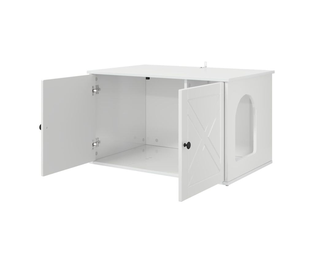 Къща за котки Гланц бяло 85 x 55 x 50 см Инженерно дърво - 5