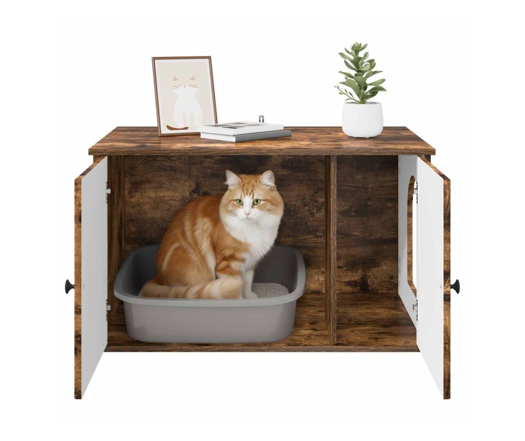 Къща за котки Димян дъб 85 x 55 x 50 см Инженерно дърво - 10