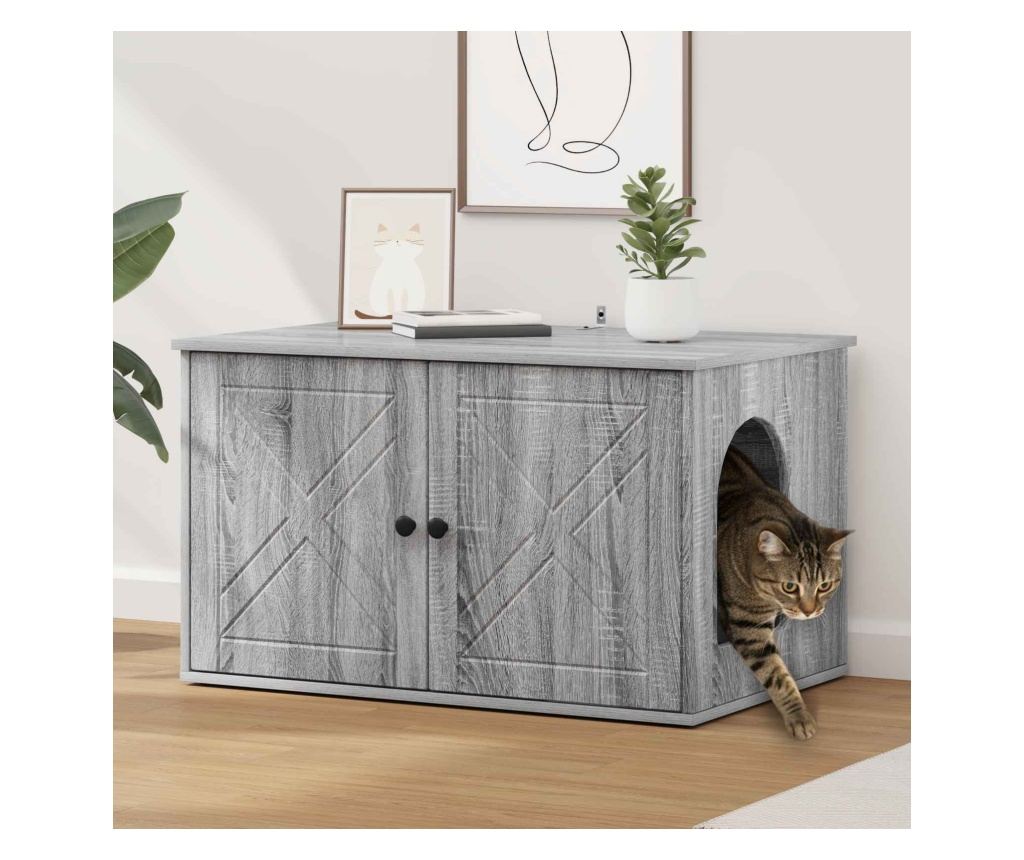 Къща за котки Сив Сонома 85 x 55 x 50 см Инженерно дърво - 2