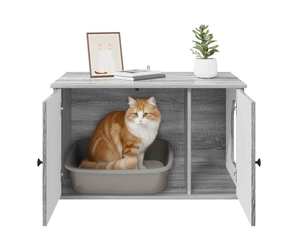 Къща за котки Сив Сонома 85 x 55 x 50 см Инженерно дърво - 10