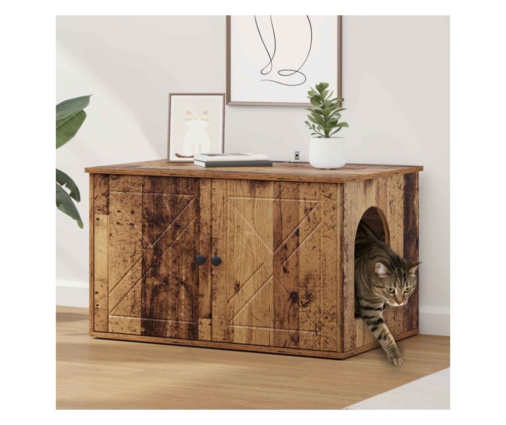 Къща за котки Старо дърво 85 x 55 x 50 см Инженерно дърво - 2